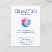 Carte De Visite Aquarelle sacrée d'oeil de yoga de main de Hamsa (Dos)