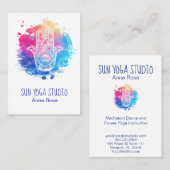 Carte De Visite Aquarelle sacrée d'oeil de yoga de main de Hamsa (Devant / Derrière)