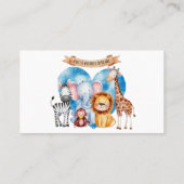 Carte De Visite Aquarelle Safari Animaux Garçon Déchets Raffle (Dos)