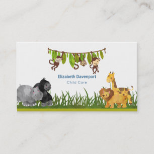 Carte De Visite Aquarelle Safari Jungle Illustration animale