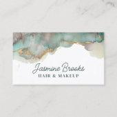 Carte De Visite Aquarelle sarcelle et or  (Devant)