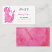Carte De Visite Aquarelle Silhouette Peinture rose Artiste de maqu (Devant / Derrière)