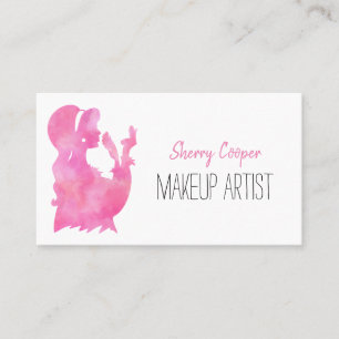Carte De Visite Aquarelle Silhouette Peinture rose Artiste de maqu
