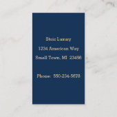 Carte De Visite Aquarelle simple en encre bleue et or (Dos)