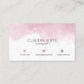 Carte De Visite Aquarelle simple rose et blanc (Dos)