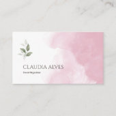 Carte De Visite Aquarelle simple rose et blanc (Devant)