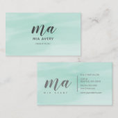 Carte De Visite Aquarelle sophistiquée menthe simple (Devant / Derrière)