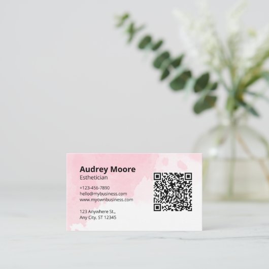 Carte De Visite Aquarelle spa Esthétique Code QR (Debout devant)