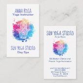 Carte De Visite *~* Aquarelle Spa Hamsa Hand Yoga (Devant / Derrière)