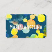Carte De Visite Aquarelle Spots et points Bleu Jaune Bulles (Devant)