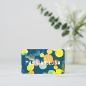 Carte De Visite Aquarelle Spots et points Bleu Jaune Bulles (Debout devant)