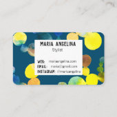 Carte De Visite Aquarelle Spots et points Bleu Jaune Bulles (Dos)