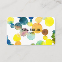 Aquarelle Spots et points Bleu Jaune Bulles