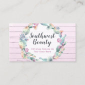 Carte De Visite Aquarelle Succulente Cactus & Bois rustique Bohème (Devant)