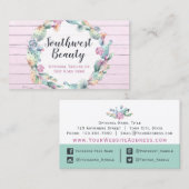 Carte De Visite Aquarelle Succulente Cactus & Bois rustique Bohème (Devant / Derrière)