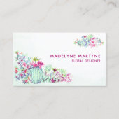 Carte De Visite Aquarelle Succulente Cactus Floral Moderne (Devant)