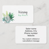 Carte De Visite Aquarelle succulente du plante de cirage (Devant / Derrière)