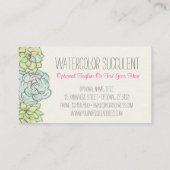 Carte De Visite Aquarelle Succulente Shabby Chic Bohème Floral (Dos)
