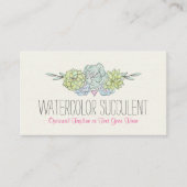 Carte De Visite Aquarelle Succulente Shabby Chic Bohème Floral (Devant)