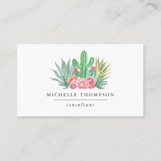 Carte De Visite Aquarelle Succulents (Devant)