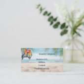 Carte De Visite Aquarelle sur mesure Tropical Parrot Business (Debout devant)