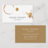 Carte De Visite Aquarelle Taches et éclaboussures de café (Devant / Derrière)