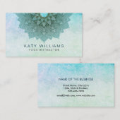 Carte De Visite Aquarelle Teal de fleur de Lotus d'instructeur de (Devant / Derrière)