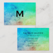 Carte De Visite Aquarelle tendance avec Monogramme (Devant / Derrière)