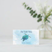 Carte De Visite Aquarelle Tortue de mer Tropical Turquoise Aqua Bl (Debout devant)