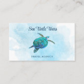 Carte De Visite Aquarelle Tortue de mer Tropical Turquoise Aqua Bl (Devant)