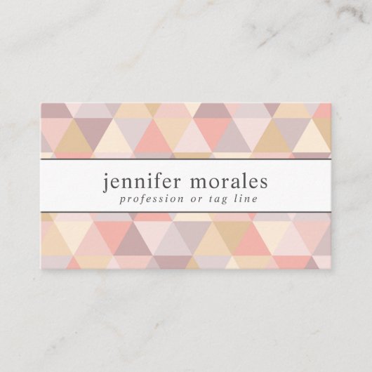 Carte De Visite Aquarelle Triangle Crème rose Mauve Gris Code QR (Devant)