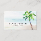 Carte De Visite Aquarelle Tropical Beach Palm Tree (Devant)