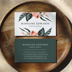 Carte De Visite Aquarelle Tropical Coral Floral