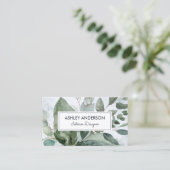 Carte De Visite Aquarelle Tropical Green Sage Eucalyptus Feuilles (Debout devant)