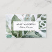 Carte De Visite Aquarelle Tropical Green Sage Eucalyptus Feuilles (Devant)