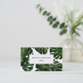 Carte De Visite Aquarelle Tropical Monstera Feuille Botanique (Debout devant)