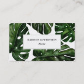 Carte De Visite Aquarelle Tropical Monstera Feuille Botanique (Devant)