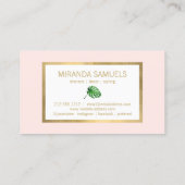 Carte De Visite Aquarelle Tropical Monstera Feuille Motif rose (Dos)