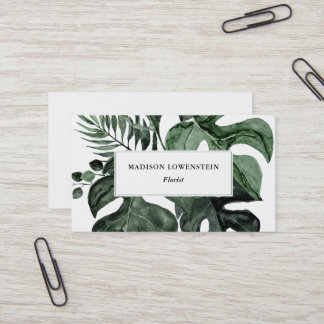 Carte De Visite Aquarelle Tropical Monstera Verdure Feuille