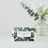 Carte De Visite Aquarelle Tropical Monstera Verdure Feuille  (Debout devant)