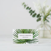 Carte De Visite Aquarelle Tropical Palm Leaf Botanique  (Debout devant)
