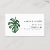 Carte De Visite Aquarelle Tropical Plante verdure Nursery (Dos)