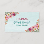 Carte De Visite Aquarelle Tropical Rose Floral Maison (Devant)