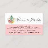 Carte De Visite Aquarelle Tropicale Ananas & Hibiscus Fleurs (Dos)