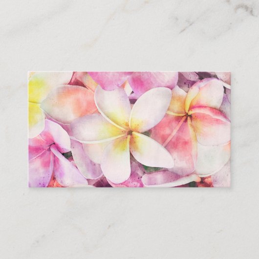 Carte De Visite Aquarelle tropicale de la plumeria d'Hawaï (Devant)