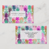 Carte De Visite Aquarelle tropicale moderne de pastel d'ananas (Devant / Derrière)