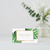 Carte De Visite Aquarelle tropicale Monstera Boutique Feuille (Debout devant)