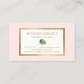 Carte De Visite Aquarelle tropicale Monstera Boutique Feuille Rose (Dos)