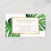 Carte De Visite Aquarelle Tropicale Monstera Concepteur de logo fe (Dos)