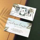 Carte De Visite Aquarelle tropicale Palmiers Boho Photo
